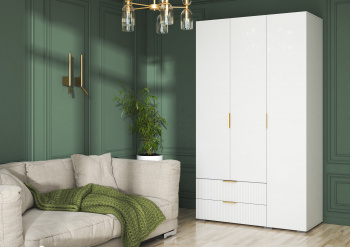 Шкаф Вельвет 1202х2150х523  Белый/Белый Софт МДФ