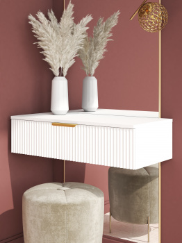 Консоль подвесная Вельвет 1 ящик (760х200х352) Графит/Белый софт