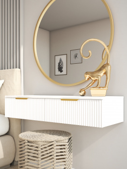 Консоль подвесная Вельвет 2 ящика (1000х200х352) Графит/Белый софт