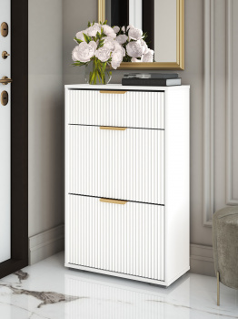 Обувница Вельвет 1 ящик+2 секции (600х1022/1002х283) Графит/Белый софт